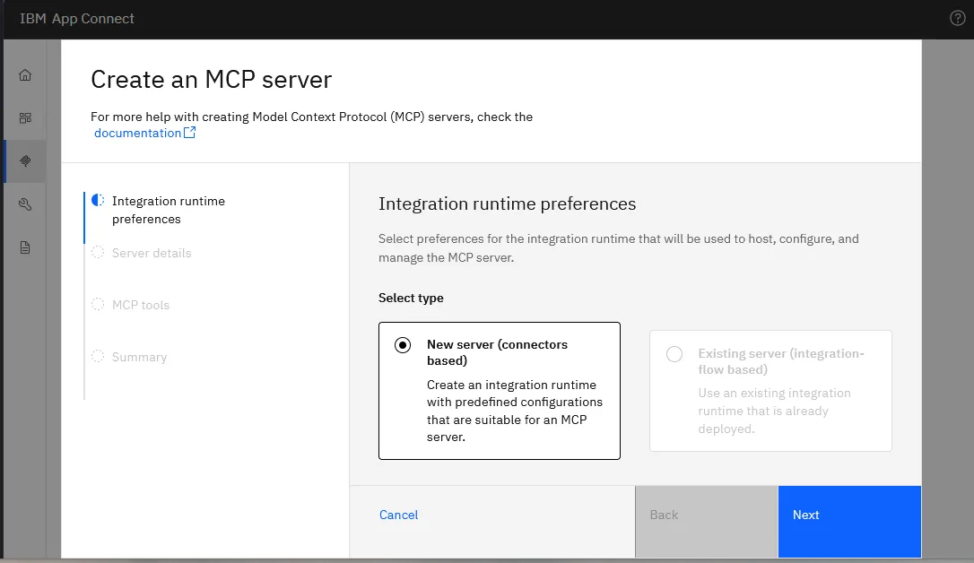 Create MCP server, integration runtime preferences